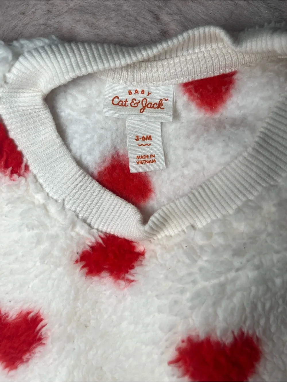 Cat & Jack White Plush Pajama Set with Red Hearts